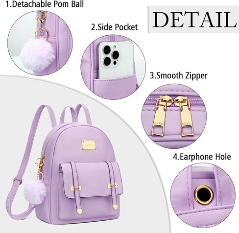 KKXIU 3pcs Fashion Small Synthetic Leather Backpack Purse Cute Mini Bookbag for Women and Girls in Kuwait