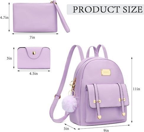 KKXIU 3pcs Fashion Small Synthetic Leather Backpack Purse Cute Mini Bookbag for Women and Girls in Kuwait