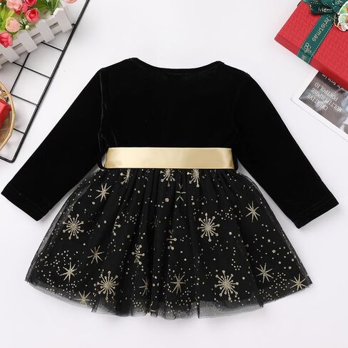 Toddler Smocked Velvet Tulle Tutu Long Sleeve Shiny Sequins My First Christmas Baby Girl Outfits Infant Wedding Dress in Saudi Arabia