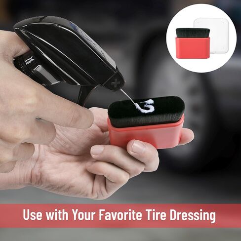 Tire Shine Applicator Brush - Large Automotive Tire Dressing Applicator Brush,Vegan Tire Shine Brush with Protective Box for Auto Detailing Cleaning Service,Bigger Size (Black-M) in Saudi Arabia
