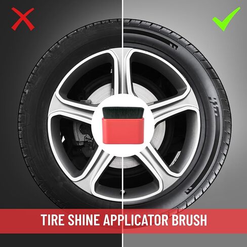 Tire Shine Applicator Brush - Large Automotive Tire Dressing Applicator Brush,Vegan Tire Shine Brush with Protective Box for Auto Detailing Cleaning Service,Bigger Size (Black-M) in Saudi Arabia