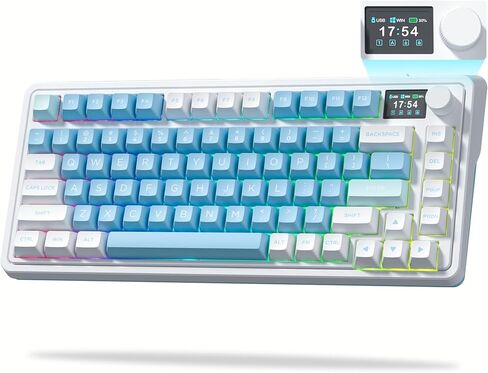 CMK 75% Keyboard, Wireless Gaming Keyboard with TFT Screen and Knob 3-Modes Compact Keyboard Hot-Swap, RGB Creamy Keyboard Gasket, PBT Keycaps for PC/Tablet/PS/Xbox(Black) in Saudi Arabia