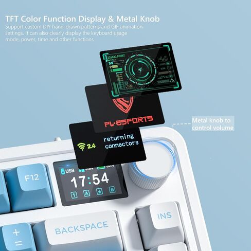 CMK 75% Keyboard, Wireless Gaming Keyboard with TFT Screen and Knob 3-Modes Compact Keyboard Hot-Swap, RGB Creamy Keyboard Gasket, PBT Keycaps for PC/Tablet/PS/Xbox(Black) in Saudi Arabia