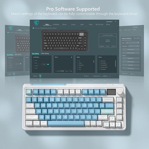 CMK 75% Keyboard, Wireless Gaming Keyboard with TFT Screen and Knob 3-Modes Compact Keyboard Hot-Swap, RGB Creamy Keyboard Gasket, PBT Keycaps for PC/Tablet/PS/Xbox(Black) in Saudi Arabia