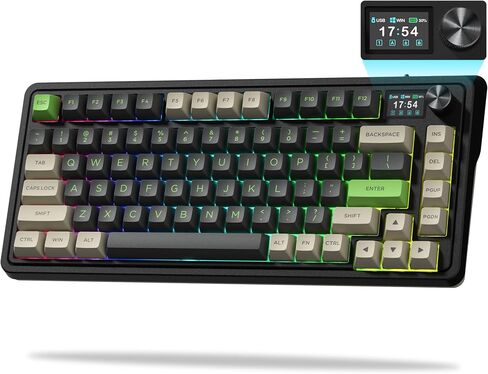 CMK 75% Keyboard, Wireless Gaming Keyboard with TFT Screen and Knob 3-Modes Compact Keyboard Hot-Swap, RGB Creamy Keyboard Gasket, PBT Keycaps for PC/Tablet/PS/Xbox(Black) in Saudi Arabia