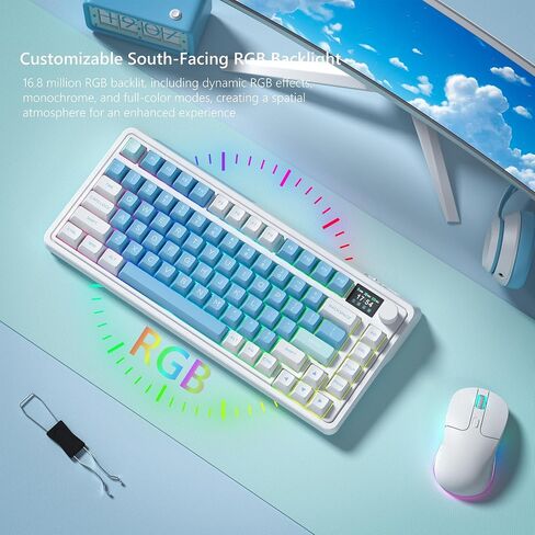 CMK 75% Keyboard, Wireless Gaming Keyboard with TFT Screen and Knob 3-Modes Compact Keyboard Hot-Swap, RGB Creamy Keyboard Gasket, PBT Keycaps for PC/Tablet/PS/Xbox(Black) in Saudi Arabia