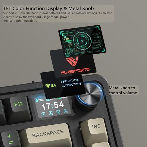 CMK 75% Keyboard, Wireless Gaming Keyboard with TFT Screen and Knob 3-Modes Compact Keyboard Hot-Swap, RGB Creamy Keyboard Gasket, PBT Keycaps for PC/Tablet/PS/Xbox(Black) in Saudi Arabia