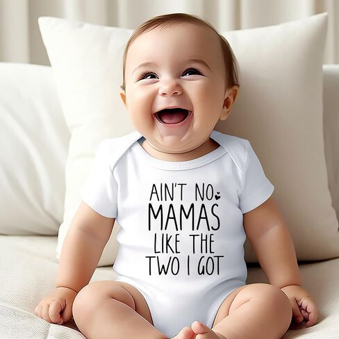 Ain't No Mamas Like The Two I Got Two Moms Baby Bodysuit Of Course I'm Cute Look At My Moms Romper (0-6 Months, Funny-Short Sleeve Romper) in Saudi Arabia