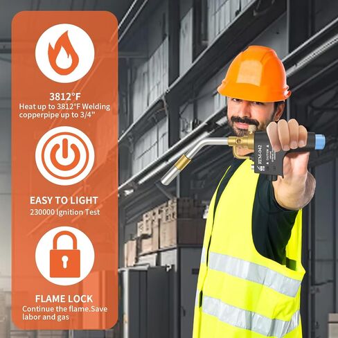 Propane Torch for Map Gas,Propane Torch Head with Igniter,Torch Head for Soldering,Grilled Steak(Black,Fuel Not Included，CSA) in Saudi Arabia