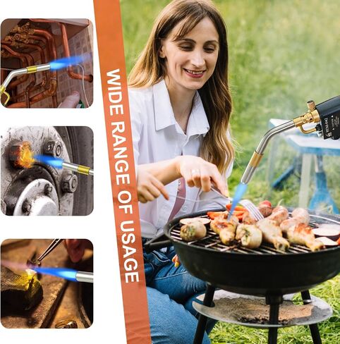 Propane Torch for Map Gas,Propane Torch Head with Igniter,Torch Head for Soldering,Grilled Steak(Black,Fuel Not Included，CSA) in Saudi Arabia