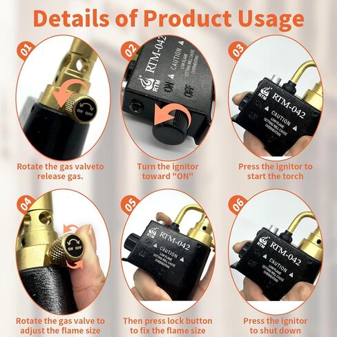 Propane Torch for Map Gas,Propane Torch Head with Igniter,Torch Head for Soldering,Grilled Steak(Black,Fuel Not Included，CSA) in Saudi Arabia