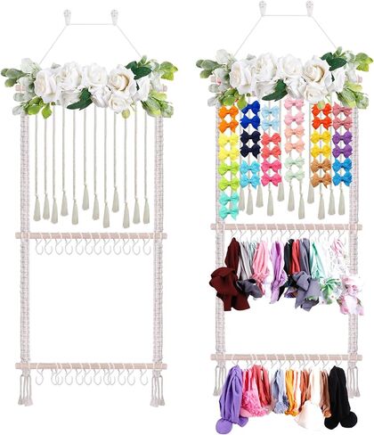 Headband Holder for Girls Hair Bows, Baby Headbands Organizer Storage Hair Accessories Hanger Storage Flower Boho Wall Hanging Decor for Girls Room in Saudi Arabia