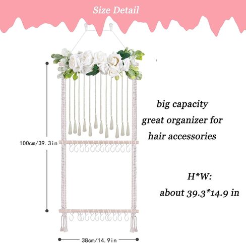 Headband Holder for Girls Hair Bows, Baby Headbands Organizer Storage Hair Accessories Hanger Storage Flower Boho Wall Hanging Decor for Girls Room in Saudi Arabia