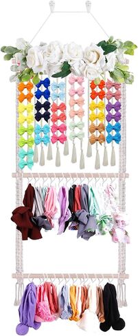 Headband Holder for Girls Hair Bows, Baby Headbands Organizer Storage Hair Accessories Hanger Storage Flower Boho Wall Hanging Decor for Girls Room in Saudi Arabia