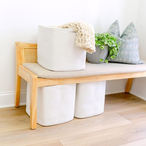 NaturalCozy 13x15x13 Kallax Storage Cubes Bins, 3 Pack | Cotton Rope Cube Storage Bin Woven Baskets for Organizing | Kallax Insert Storage Baskets for Shelves Organizer, Kids Toy, Closet Baby Nursery in Saudi Arabia