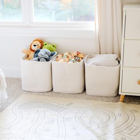 NaturalCozy 13x15x13 Kallax Storage Cubes Bins, 3 Pack | Cotton Rope Cube Storage Bin Woven Baskets for Organizing | Kallax Insert Storage Baskets for Shelves Organizer, Kids Toy, Closet Baby Nursery in Saudi Arabia