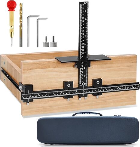 Cabinet Handle Jig, Aluminum Alloy Cabinet Handle Template Tool - Fast & Accurate with Automatic Center Punch Cabinet Doors Jig for Handles and Pulls on Drawers/Cabinets in Saudi Arabia