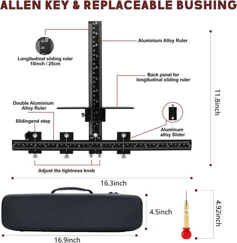 Cabinet Handle Jig, Aluminum Alloy Cabinet Handle Template Tool - Fast & Accurate with Automatic Center Punch Cabinet Doors Jig for Handles and Pulls on Drawers/Cabinets in Saudi Arabia