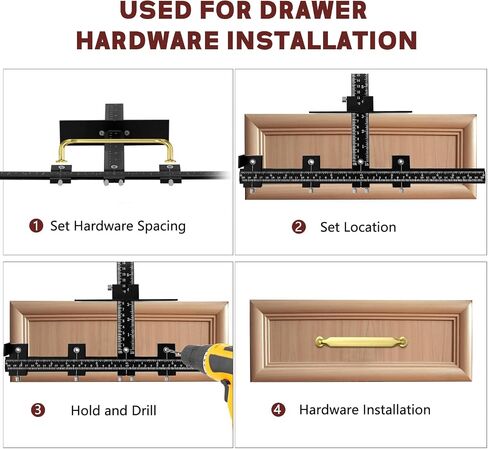 Cabinet Handle Jig, Aluminum Alloy Cabinet Handle Template Tool - Fast & Accurate with Automatic Center Punch Cabinet Doors Jig for Handles and Pulls on Drawers/Cabinets in Saudi Arabia