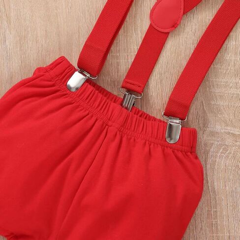 Baby Boy 1st Birthday Outfits Short Sleeve Bow Tie Romper Pants Set Suspender with Hat One Year Old Clothes in Saudi Arabia