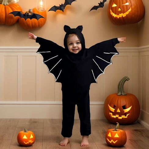 LYSMuch 6M-3Y Baby Boy Girl Halloween Bat Bodysuit and Pants Set Toddler Pants Long Sleeve Shirt with Hood Set Outfit in Saudi Arabia