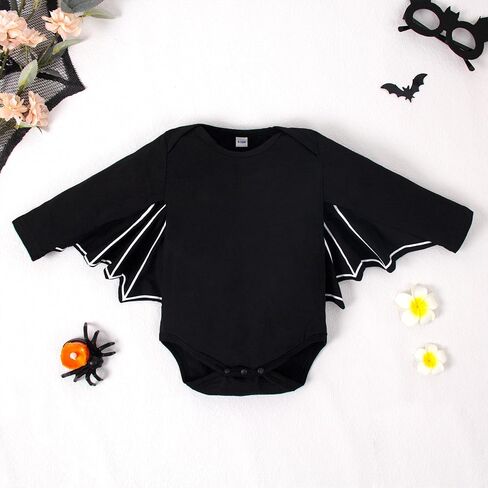 LYSMuch 6M-3Y Baby Boy Girl Halloween Bat Bodysuit and Pants Set Toddler Pants Long Sleeve Shirt with Hood Set Outfit in Saudi Arabia