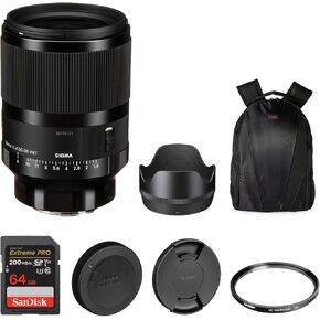 Sigma 35mm f/1.4 DG DN Art Lens for Sony E-Mount | Classic Art Line Camera Lens with Tiffen 67mm UV Protector Filter, SanDisk 64GB Extreme PRO UHS-I Memory Card and Waith Camera Backpack (Bundle Set)
