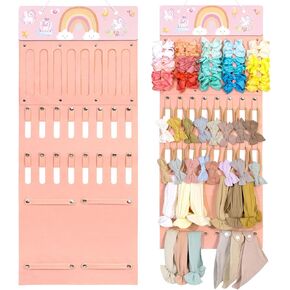 POVETIRE Headband Holder Bow Organizer for Girls,Rainbow Hair Bows Holder Hair Clips Storage Display Hair Accessories Organizer Wall Hanging Decor for Nursery Baby Girls Toddler Room