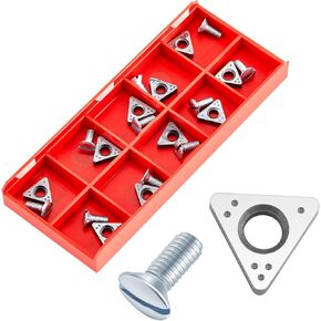 10 Pack 6914-10 Negative Rake Carbide Insert Brake Lathe Bits with Mounting Screws Lathe Inserts Carbide Replacement Inserts Cutter for DIY Woodturning Lathe Tools