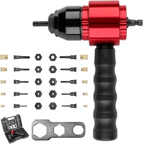 YUZES Rivet Nut Tool Drill Adapter Kit, Labor-Saving Rivet Nut Gun Cordless with 12 Mandrels and 260 PCS Rivet Nuts, Rivnut Tool Kit for Nutsert, Cars, Metalwork, Home Improvement, DIY - 30 Series