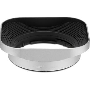 Haoge LH-OM45-W Metal Square Lens Hood for Olympus M.ZUIKO Digital 45mm F1.8 Lens Silver Bayonet Shade Hood