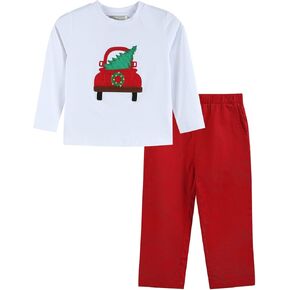Lil cactus Boys Christmas Smocked or Applique Shirt and Pants Set