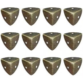 12 Pcs Box Edge Guard, Antique Corner Guards Box Edge Protector with Screws Metal Cabinet Corner Protectors, Bronze.