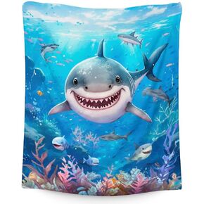 Shark Blanket - Soft, Plush & Warm - 50x40 Inches Small Blanket for Crib, Sofa - Navy Cute Throw Blanket Gifts for Boys, Girls