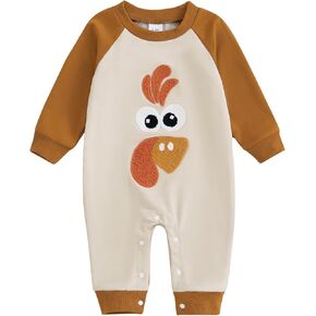 SAYOO Newborn Baby Girl Boy Halloween Thanksgiving Outfit Pumkin Turkey Romper Jumpsuit One Piece Bodysuit Fall Clothes