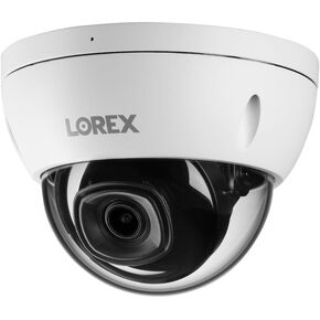 Lorex 4K IP Wired IK10 Vandal Proof Dome Security Camera, Listen-in Audio, Smart Motion Detection, White