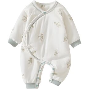 Organic Cotton Winter Quilted Romper Jumpsuits for Baby Boys and Girls Unisex, Newborn (0-6 Months)