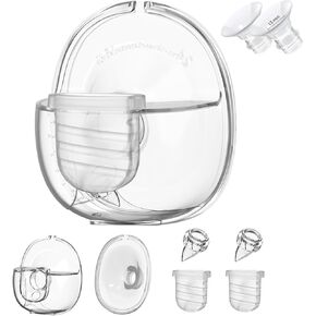 Wearable Breast Pump Replacement Parts, Milk Collector Cup, Compatible with S32 Wearable Breast Pump, Include Duckbill Valve, 24mm Flange, Silicone Diaphragm, Linker, Extra 2pcs 13mm Flange Inserts