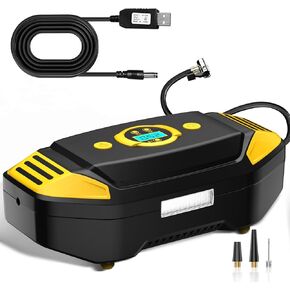 Cordless Tire Inflator Portable Air Compressor 150 PSI, Electric Air Pump for Car Tires, Auto Bike Tire Pump with Digital Pressure Gauge Emergency LED Light Automatic Shut Off for Car Bicycle