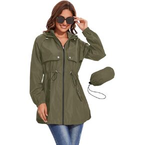 Avoogue Women Waterproof Hiking Raincoat Outdoor Lined Rain Jacket Lightweight Hooded Jackets Trench Coats
