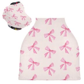 Burbuja Car Seat Cover for Baby, Lovely Bow Car Seat Canopy Nursing Cover for Breastfeeding, Multi-use Car Seat Cover for Infant Newborn Stroller Carrier Shopping Cart