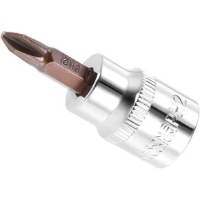 PH2 Phillips Impact Bit Socket 3/8" Drive S2 Steel CR-V Power Socket Screwdriver Sockets - (Applications: for Fastening Car Machinery Screws), 1-Pieces