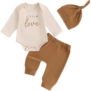 Newborn Baby Boy Clothes Fall Outfit Infant Letter/Tractor Print Romper Pants Set Coming Home 3PCS Matching Outfits