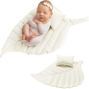 Newborn Photography Props Pillow Leaf Newborn Photography Posing Leaves Pillow Set Baby Photoshoot Props Baby Photo Props Crawling Cushion Cotton Nursery Rug Leaf Floor Mat Photo Studio Prop Accessory
