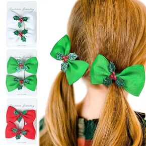 4PCS Christmas Hair Bows Clips for Kids Women Girls Christmas Cute Christmas Trees Santa Claus Elk Snowflakes Bows Clips Hairgrips Hair Accessories for Halloween Cosplay Costume Party Decorations