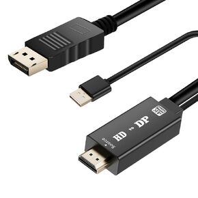 HDMI to DisplayPort Cable, 4K@60 Hz HDMI Source to DisplayPort Monitor, 6 Feet HDMI to DP Cable for Laptop, PS5, PS4 Pro, PC to Monitor