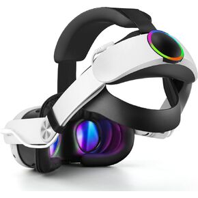 Hurra Head Strap with Battery Compatible with Meta/Oculus Quest 3/Quest 3S, 10000mAh Fast Charging Battery Pack Extend 8H Playtime, RGB Light Adjustable Elite Strap Enhanced Support & Balance in VR