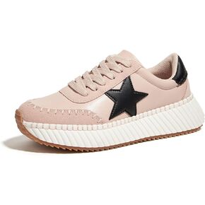 LUCKY STEP Women's Star Platform Sneakers Fashion Chunky Retro Trendy Casual Tennis Running Trainning Walking Shoes