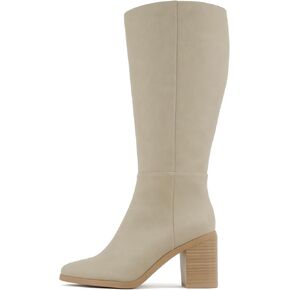 Soda “Study" ~ Women Pointed Toe Low Heel Knee-High Boot with Side Zipper