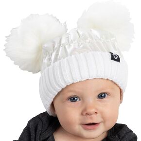 Funky Junque Infant Beanie Baby Girl Boy Winter Hats Puffer Faux Fur Double Pom Pom Cute Warm Caps